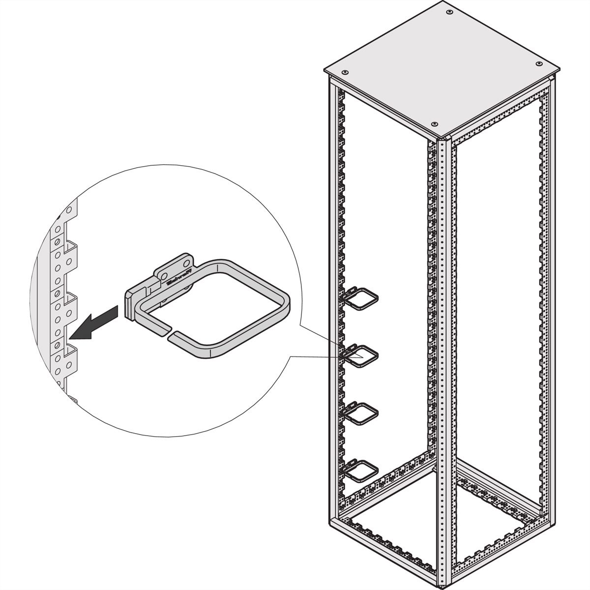 SCHROFF VARISTAR kabelgeleider Plastic, 100x100, voor aan de profielen (tbv rack van 800 mm breed)