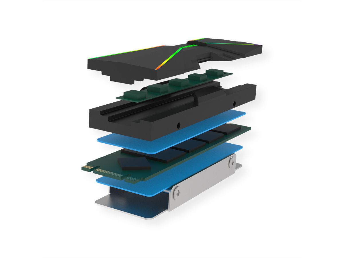 Xilence M2SSD.B.ARGB M.2 2280 SSD PCIe NVMe/SATA Cooler, 3PIN ARGB 5V, Passive
