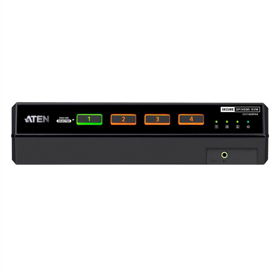 ATEN CS1144DPH4 4-poorts USB 5K DP/HDMI, Universele Secure KVM-switch met twee schermen