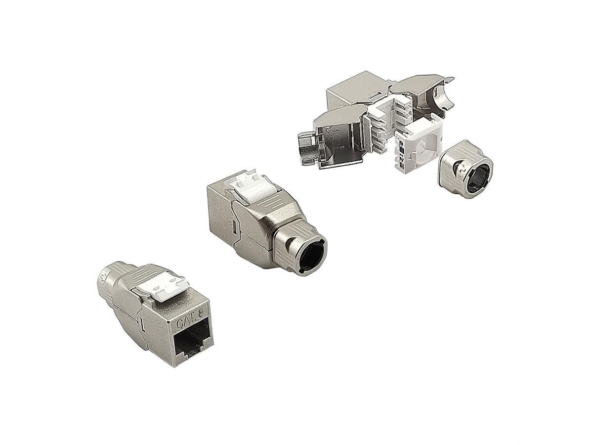 ROLINE Cat. 8.1 (Class I) Keystone, RJ-45, shielded, slim, tool-free, silver