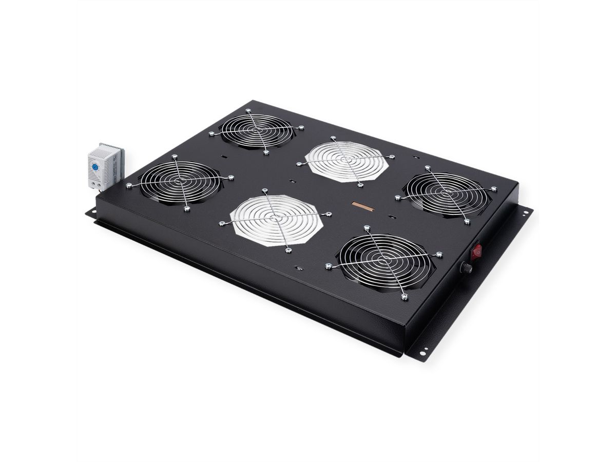 ROLINE 19-inch roof-mounted fan unit 4 fans, Thermostat black