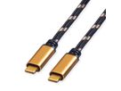 ROLINE GOLD Cable USB4 Gen3x2, with Emark, C–C, M/M, 100W, black / gold, 2 m