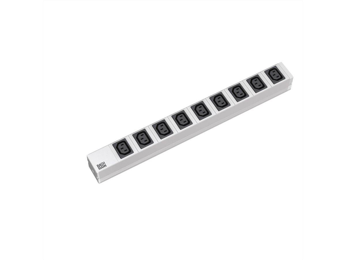 BACHMANN 19" socket strip with 9x C13 sockets, with earthing contact plug