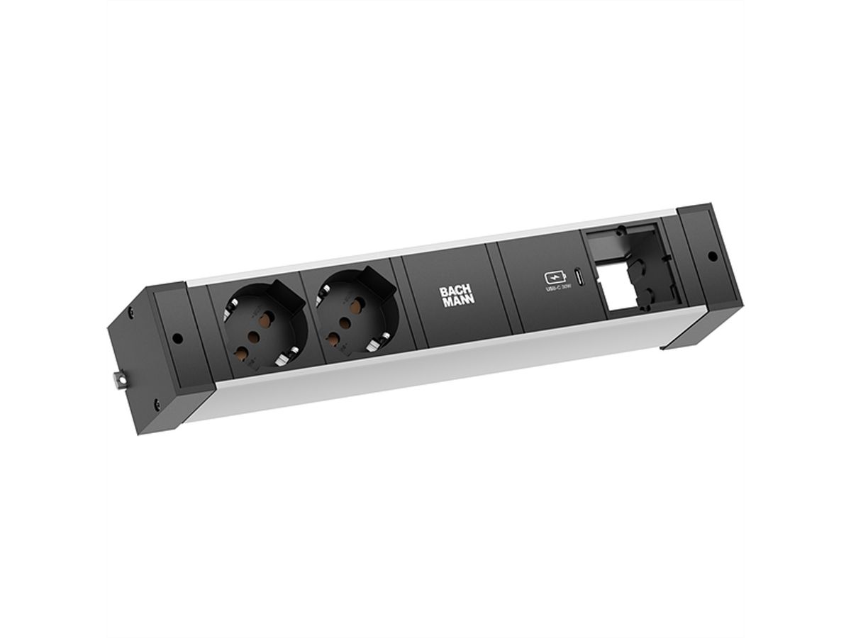 BACHMANN DESK RAIL 2xP40 1xUSB C 30W, 1xCM 2,0m GST18 Italië