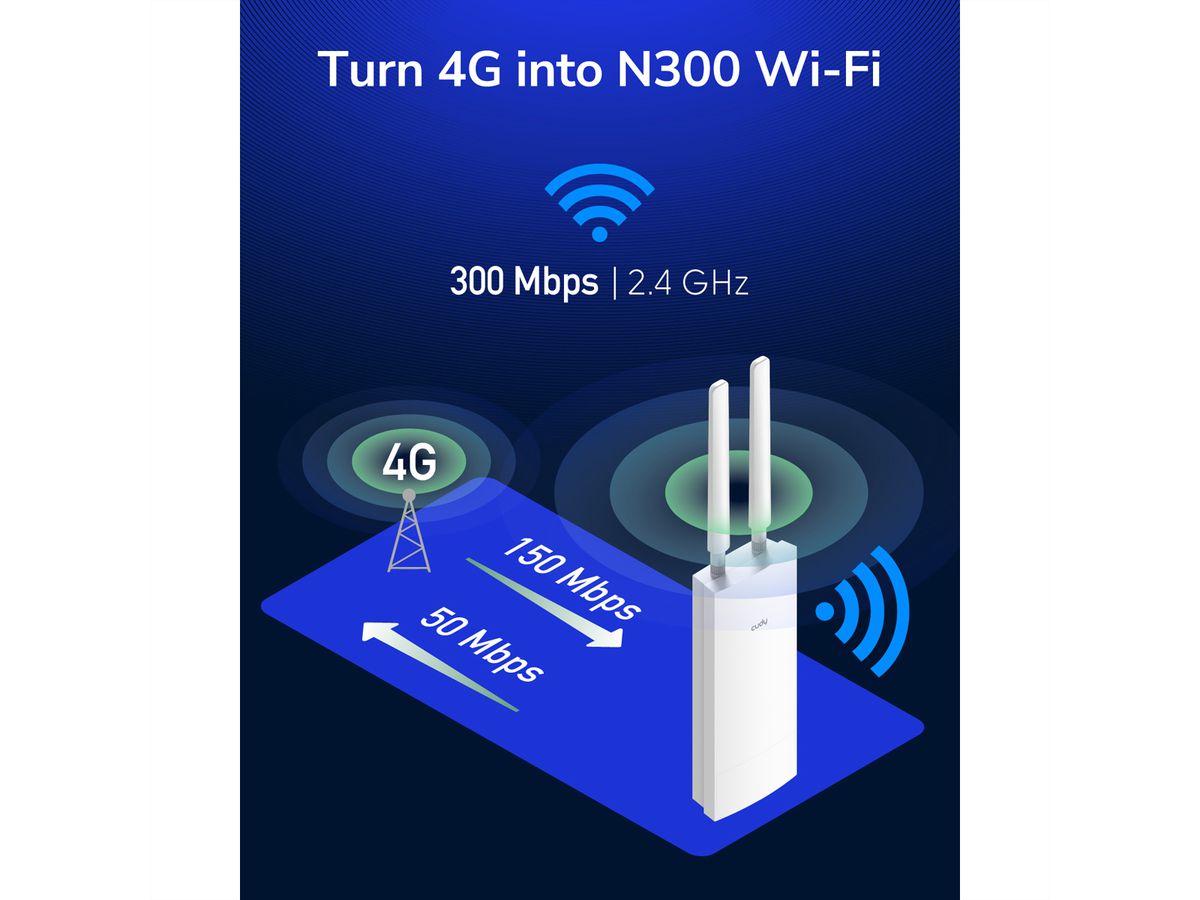 CUDY LT400 Outdoor 4G Wi-Fi Router LTE Cat 4 N300