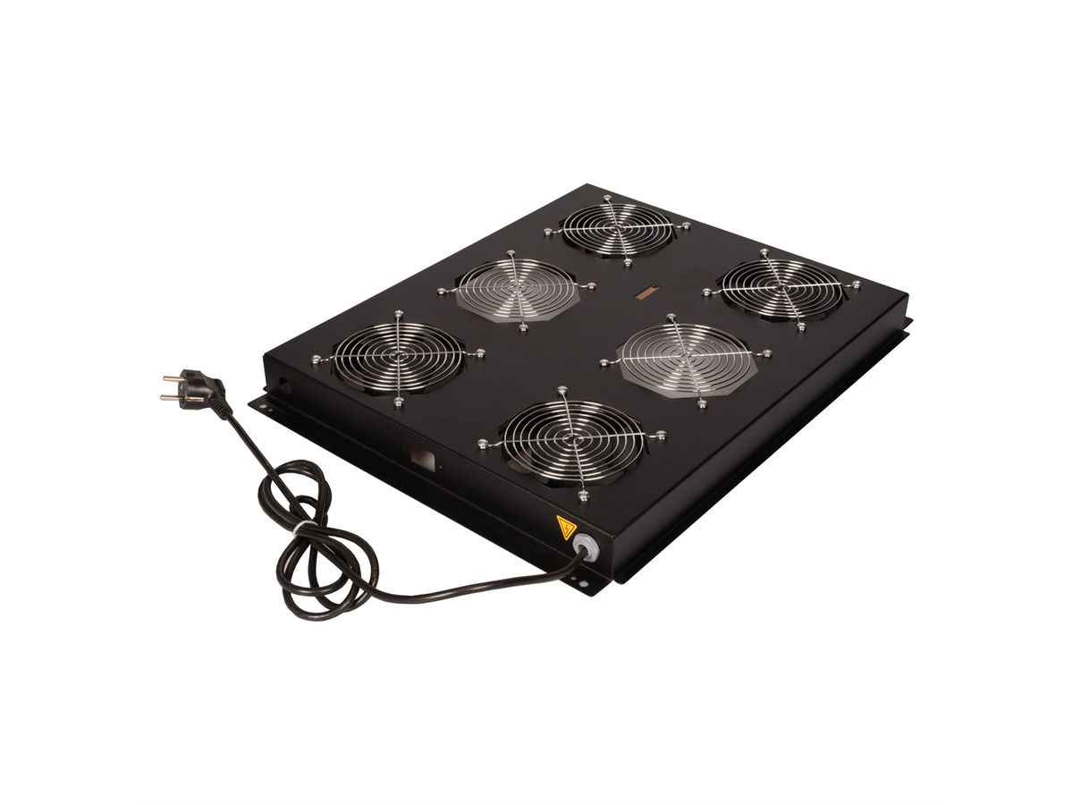ROLINE 19-inch dakventilatorunit met 4 ventilatoren, AAN/UIT voor serverkast zwart