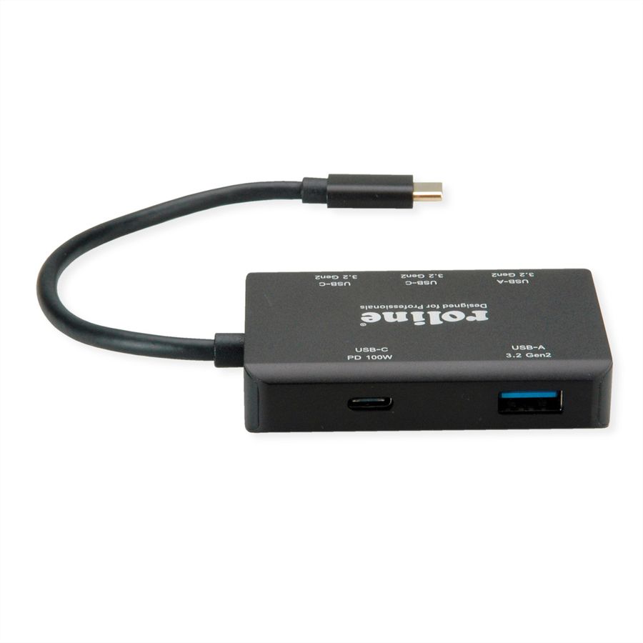 ROLINE USB 3.2 Gen 2 Hub, 4-voudig (2x USB-A + 2x USB-C), PD, type C-aansluitkabel
