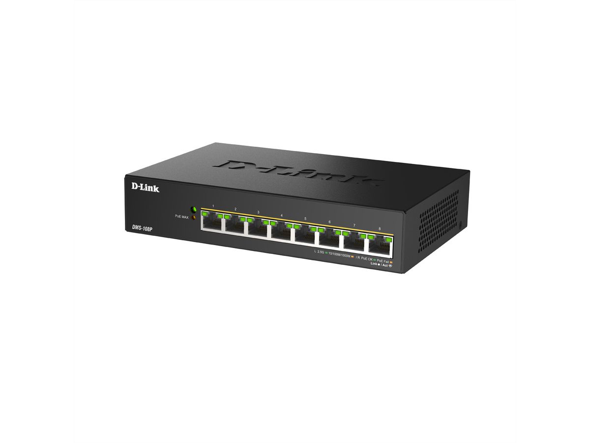 D-Link DMS-108P/E 8-Port Switch Multi-Gigabit Unmanaged PoE