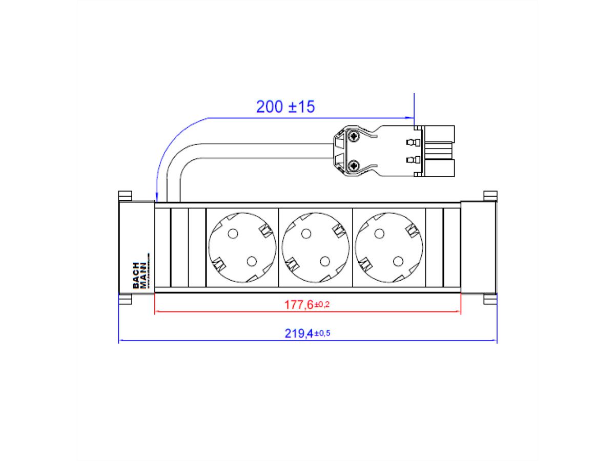 BACHMANN POWER FRAME 3xCEE7/3 short plastic profile