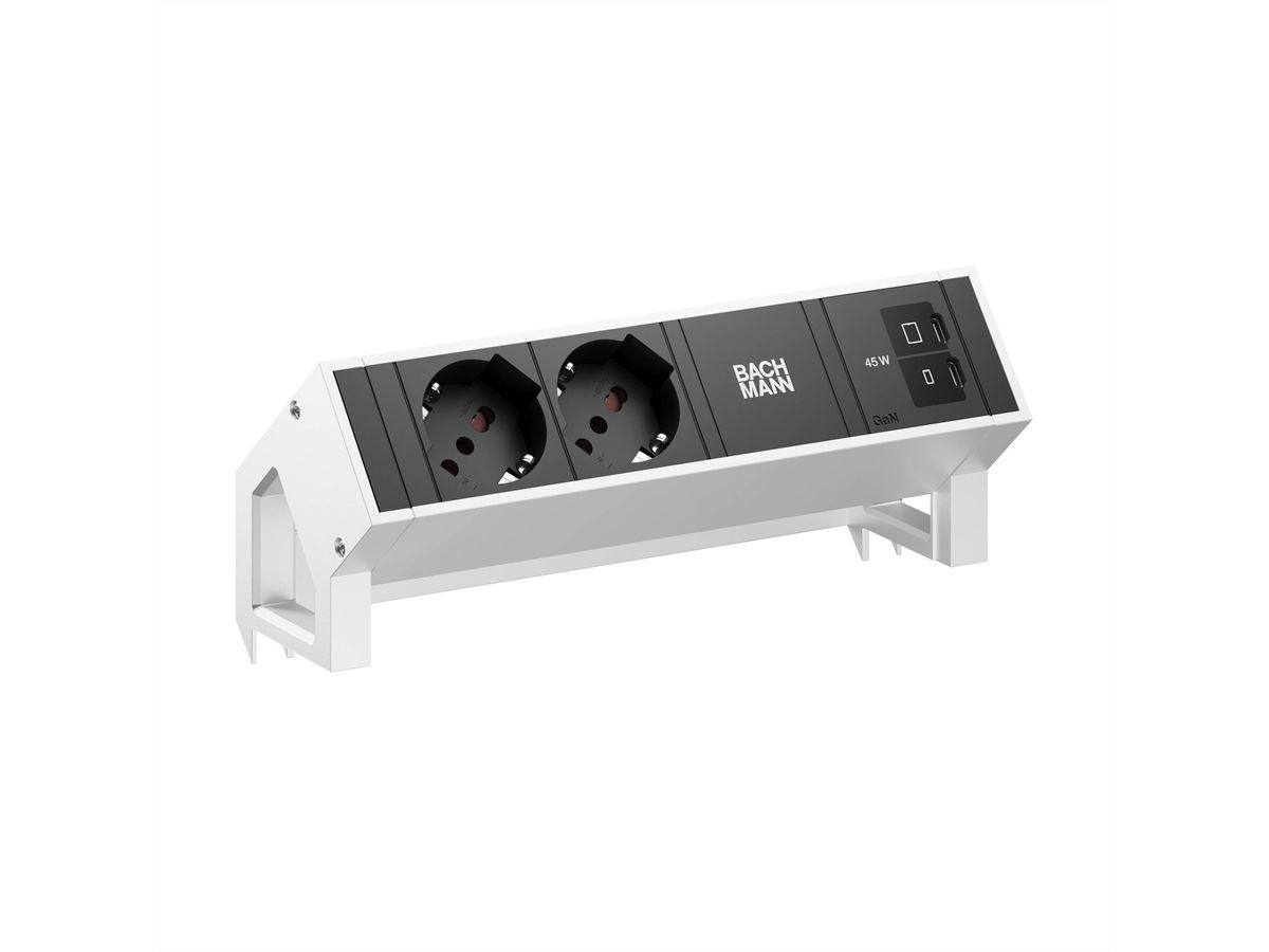 BACHMANN DESK2 2xP40 1xUSB C/C 45W, L=0.2m INOX