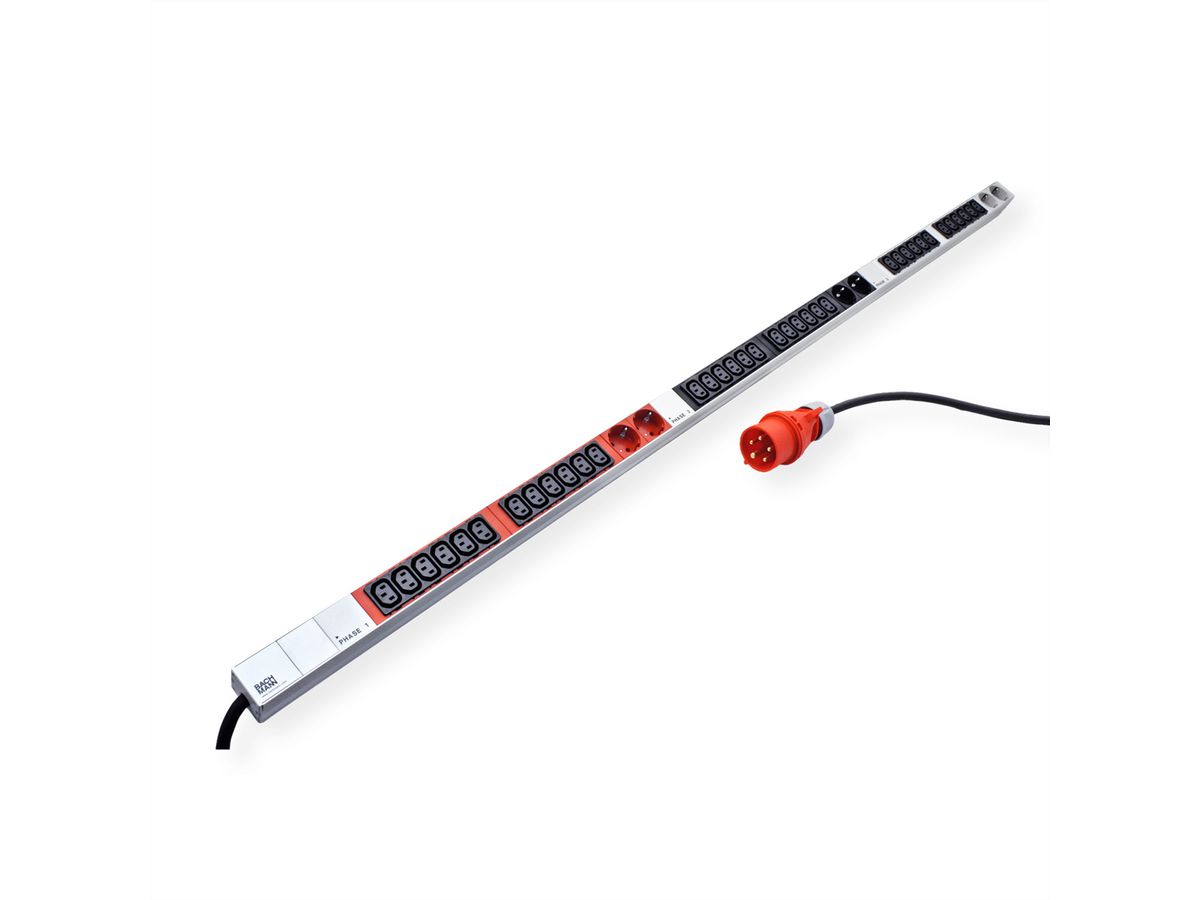 BACHMANN IT PDU ALU 1HE 36x C13 6x geaard contact CEE 3x 32A rood