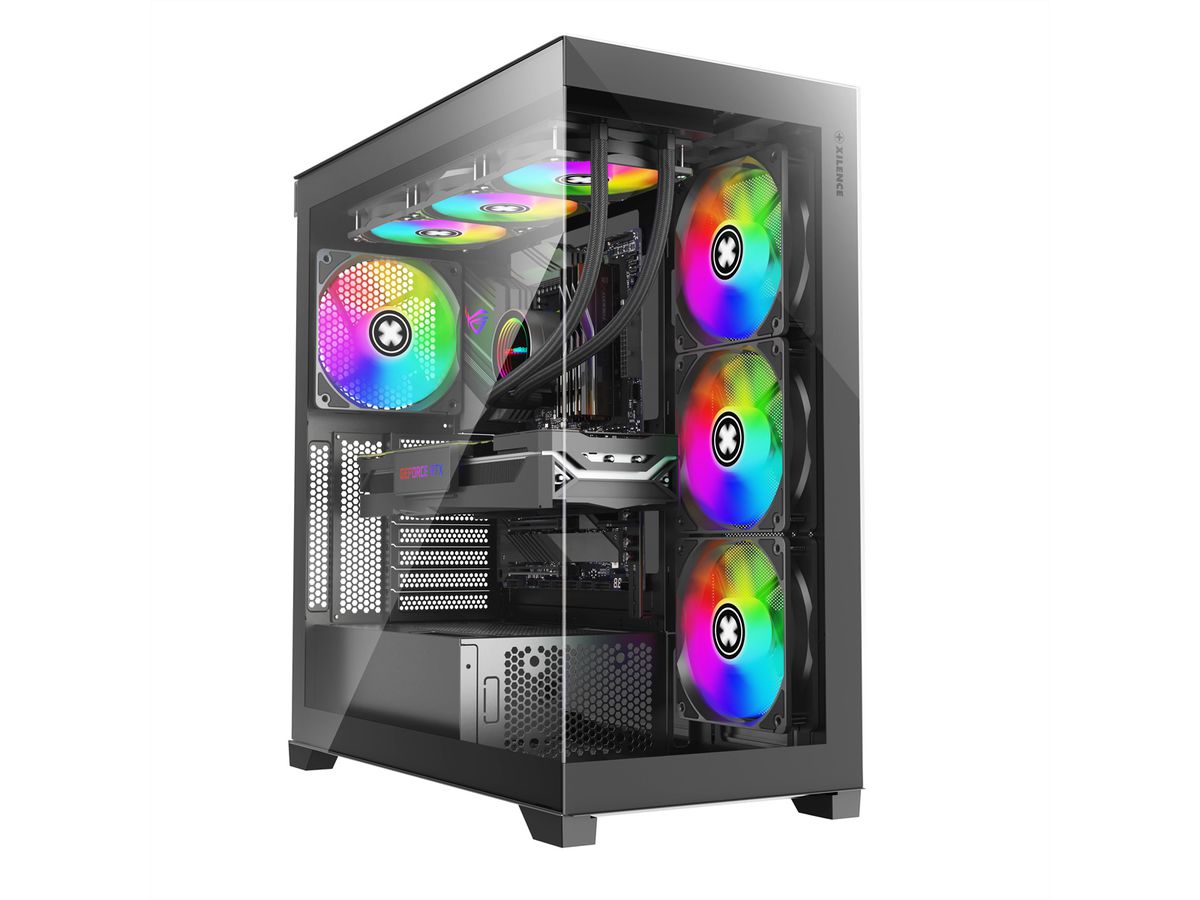 XILENCE Xilent Gleam X818.ARGB Gaming ATX PC-behuizing zwart, RGB ATX Midi Tower
