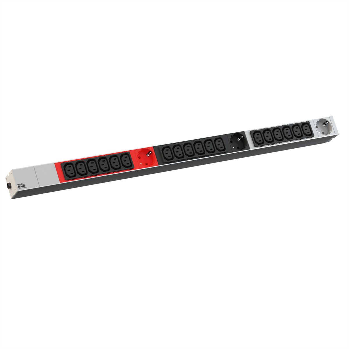 BACHMANN IT PDU ALU 1U 18x C13 3x earthing contact CEE 3x 16A red
