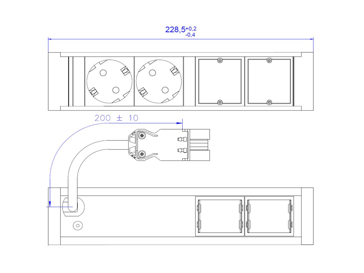 BACHMANN VENID 2x Geaard stopcontact, 2x ABD , zwart