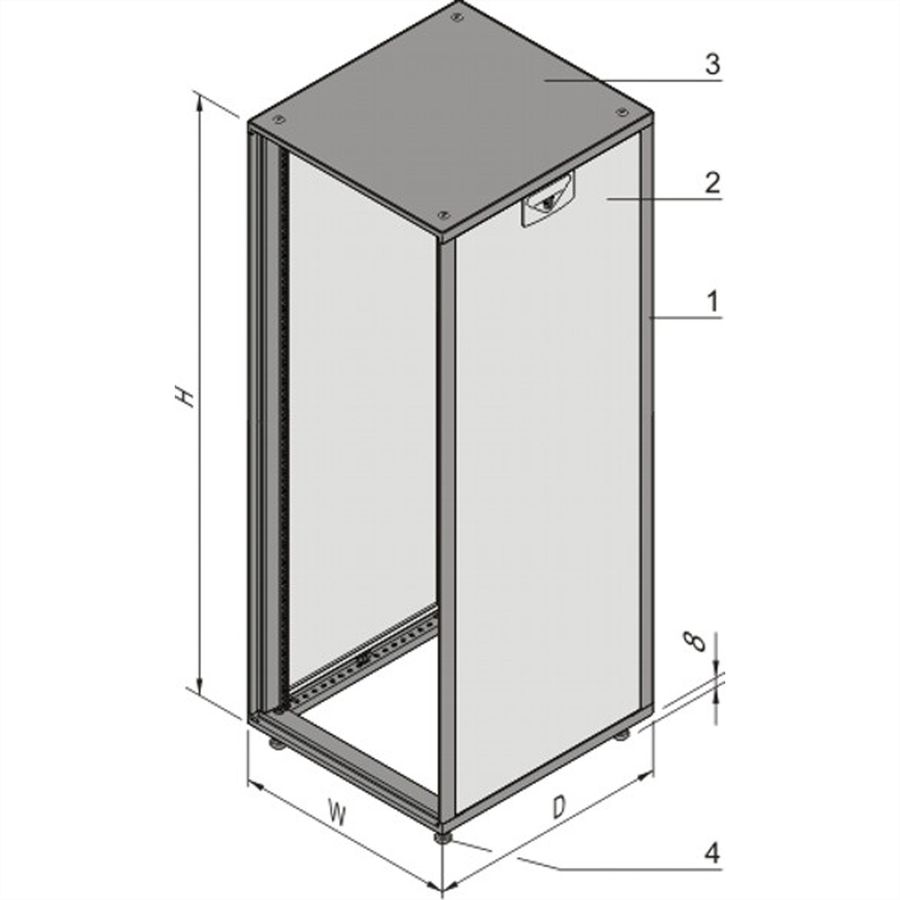 SCHROFF Novastar Cabinet Without Door and Rear Panel, Heavy-Duty, RAL 7021, 1745H 553W 600D