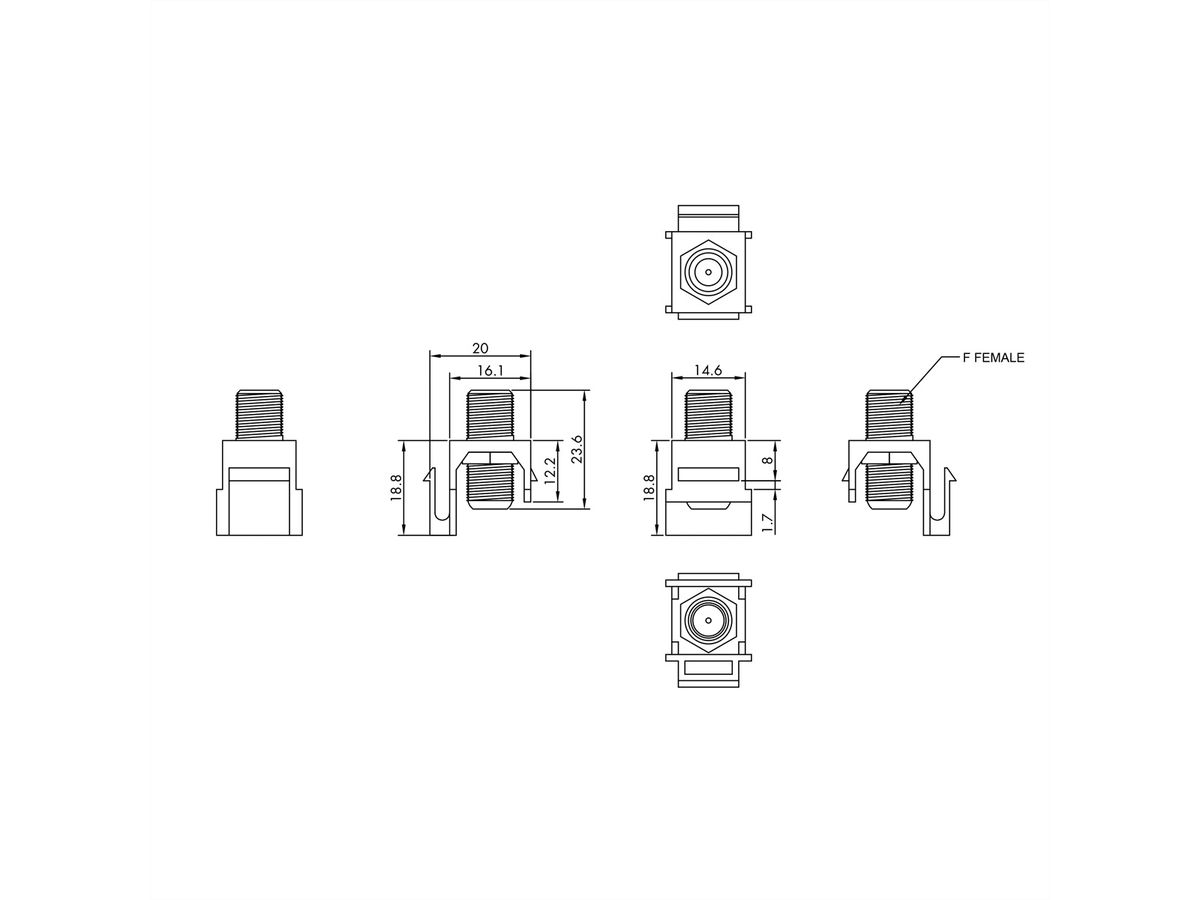 VALUE F-Type Keystone Coupler, Plastic