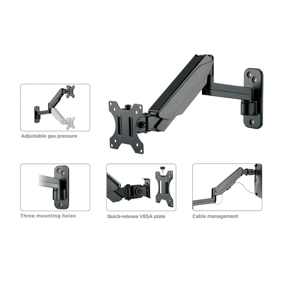 VALUE LCD Monitor Arm, Wall Mount, 5 Joints, Pivot, black