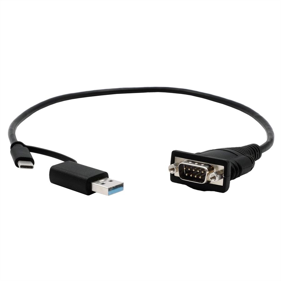 EXSYS EX-23001 USB 2.0 mit C- und A-Stecker zu 1 x Seriell RS-232 Kabel mit 9 Pin Stecker FTDI Chip-Set