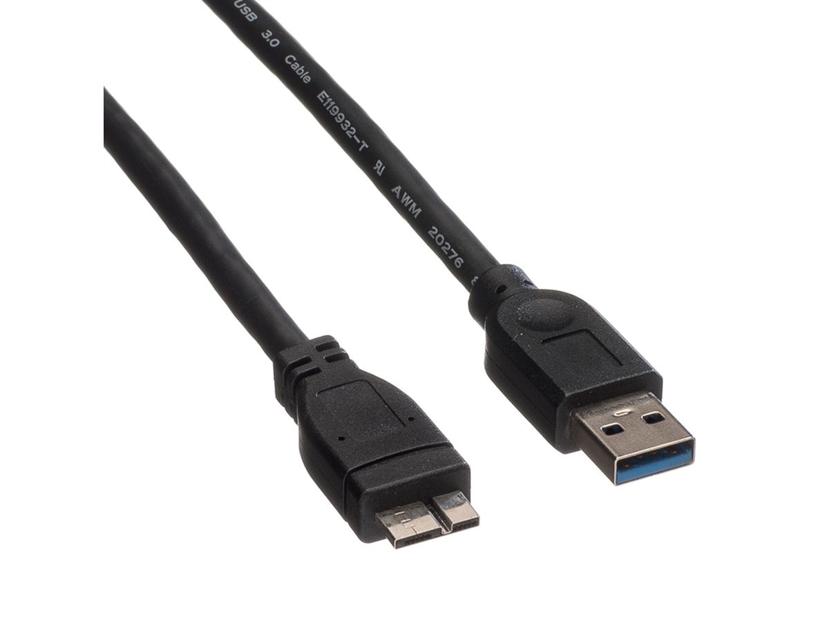 ROLINE USB 3.2 Gen 1 kabel, type A M - Micro A M, zwart, 2 m