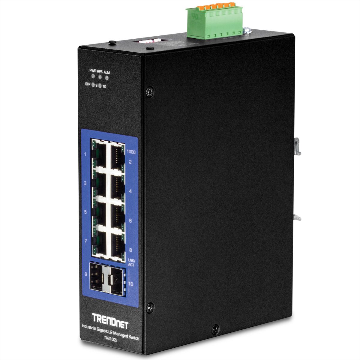 TRENDnet TI-G102i DIN-Rail Switch 10-poorts Industriële Gigabit L2