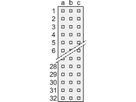 SCHROFF Stekker Type R, EN 60603, DIN 41612, vrouwelijk, 64 contacten, soldeerpennen, 3 mm