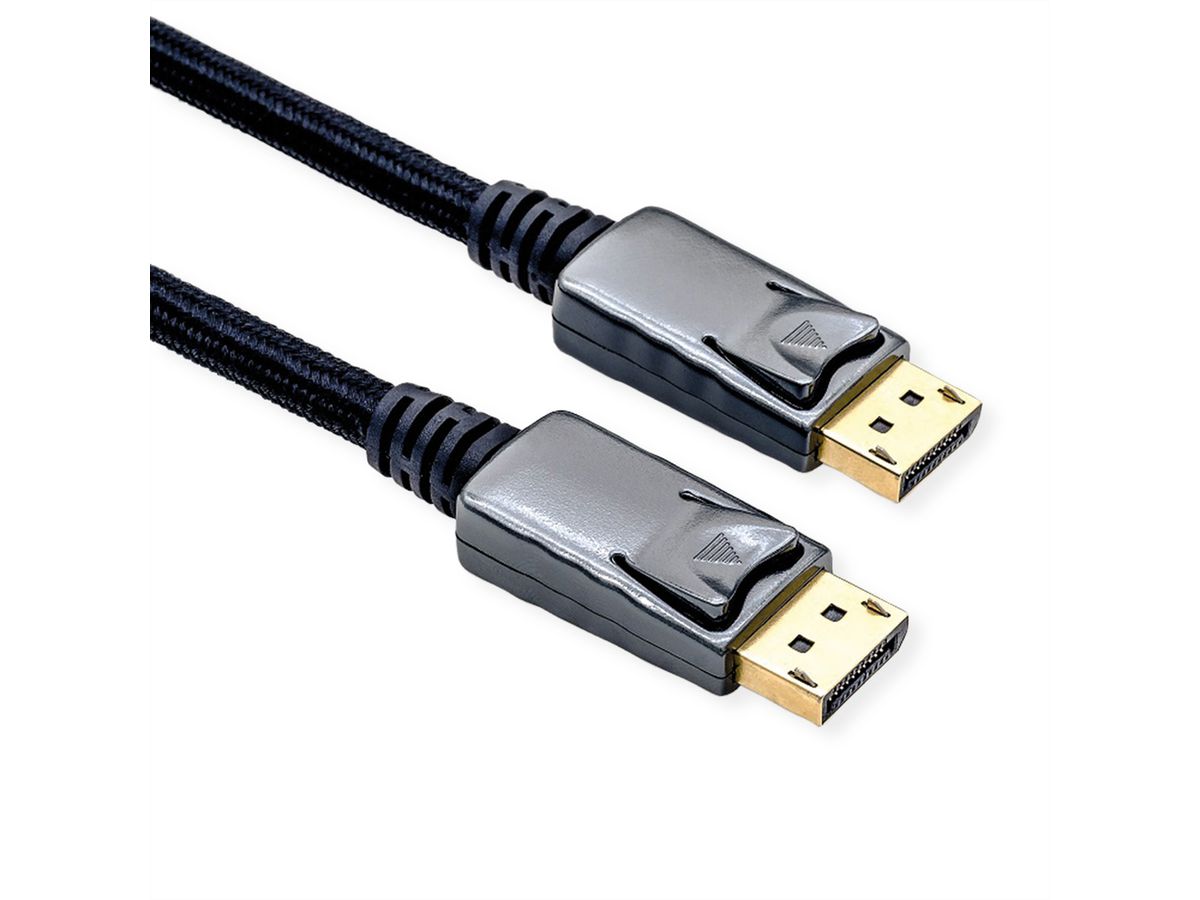 ROLINE DisplayPort Kabel, DP v1.4, M/M, zwart / zilver, 1 m