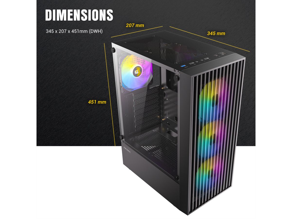 ANTEC AX27 RGB Elite PC case Midi Tower Gaming ATX, black