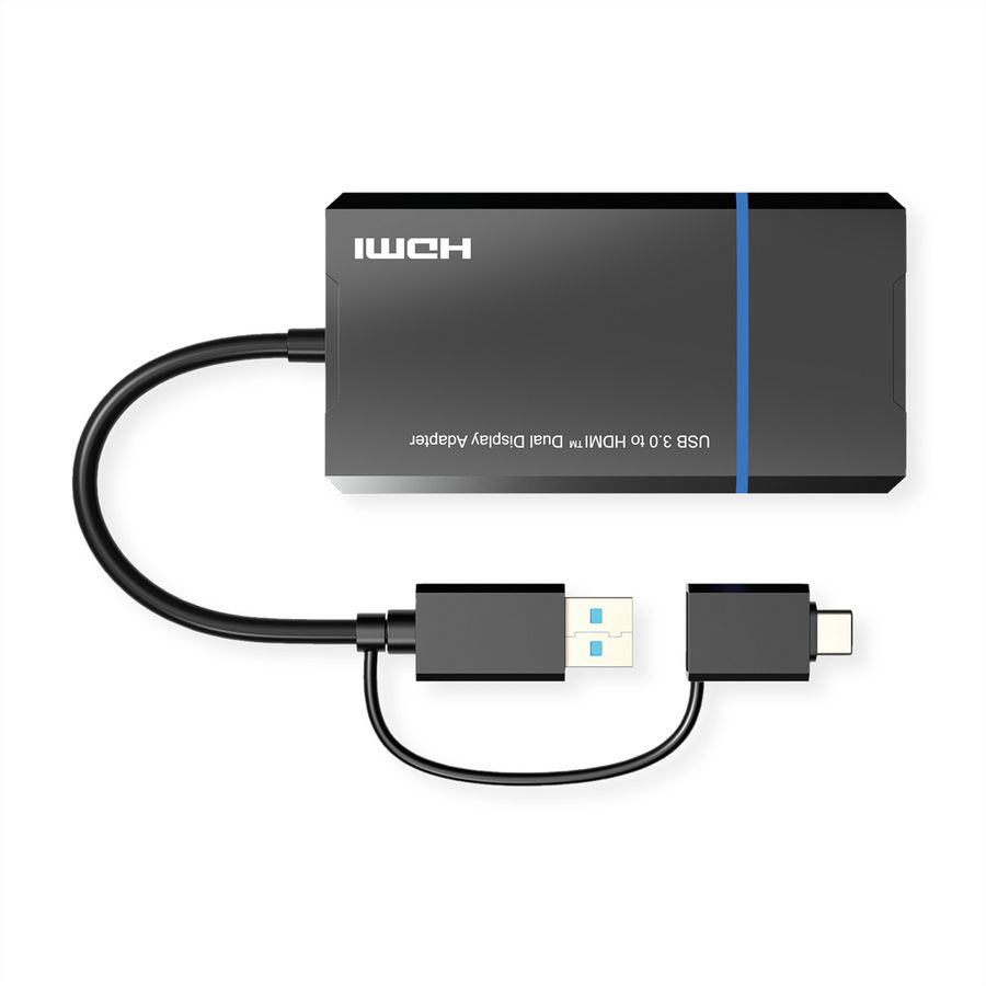 VALUE USB-beeldschermadapter, USB Typ A+C - 2x HDMI