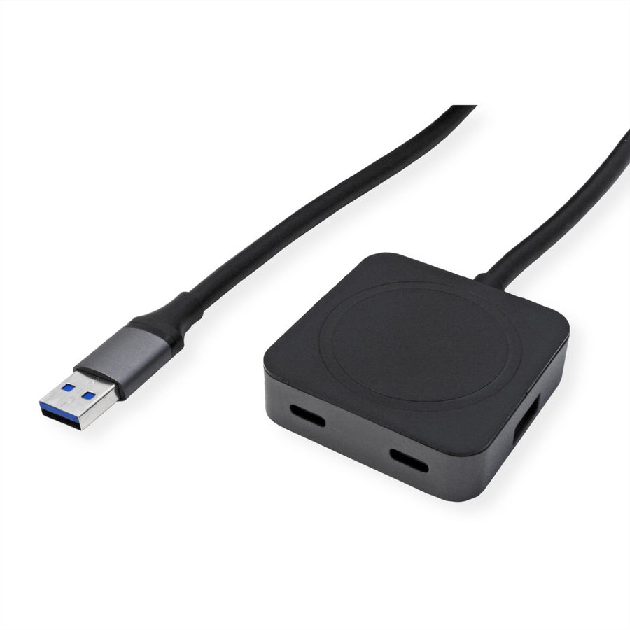 VALUE USB 3.2 Gen 1 Hub, 4 poorten (2x USB-A + 2x USB-C), met verlengkabel, 5 m