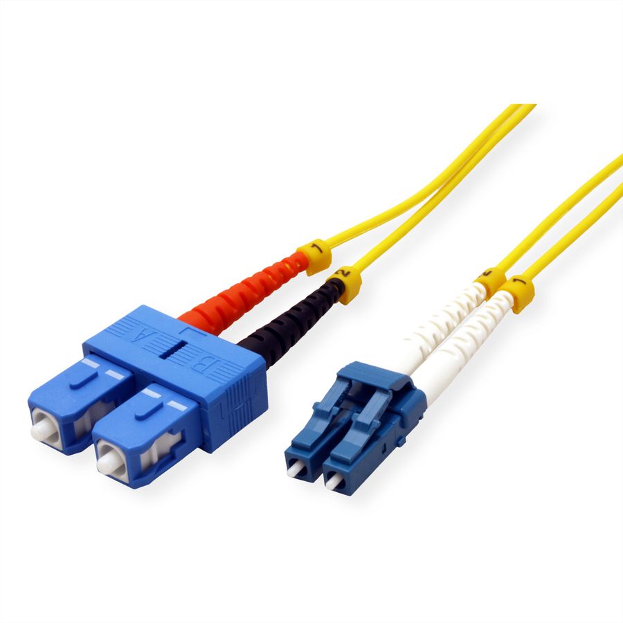 ROLINE Fibre Optic Jumper Cable duplex, 9/125µm, OS2, LC/SC, duplex, LSOH, yellow, 5 m