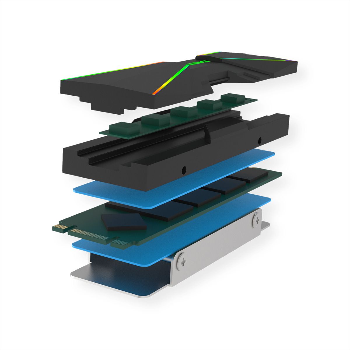 Xilence M2SSD.B.ARGB M.2 2280 SSD PCIe NVMe/SATA Cooler, 3PIN ARGB 5V, Passive