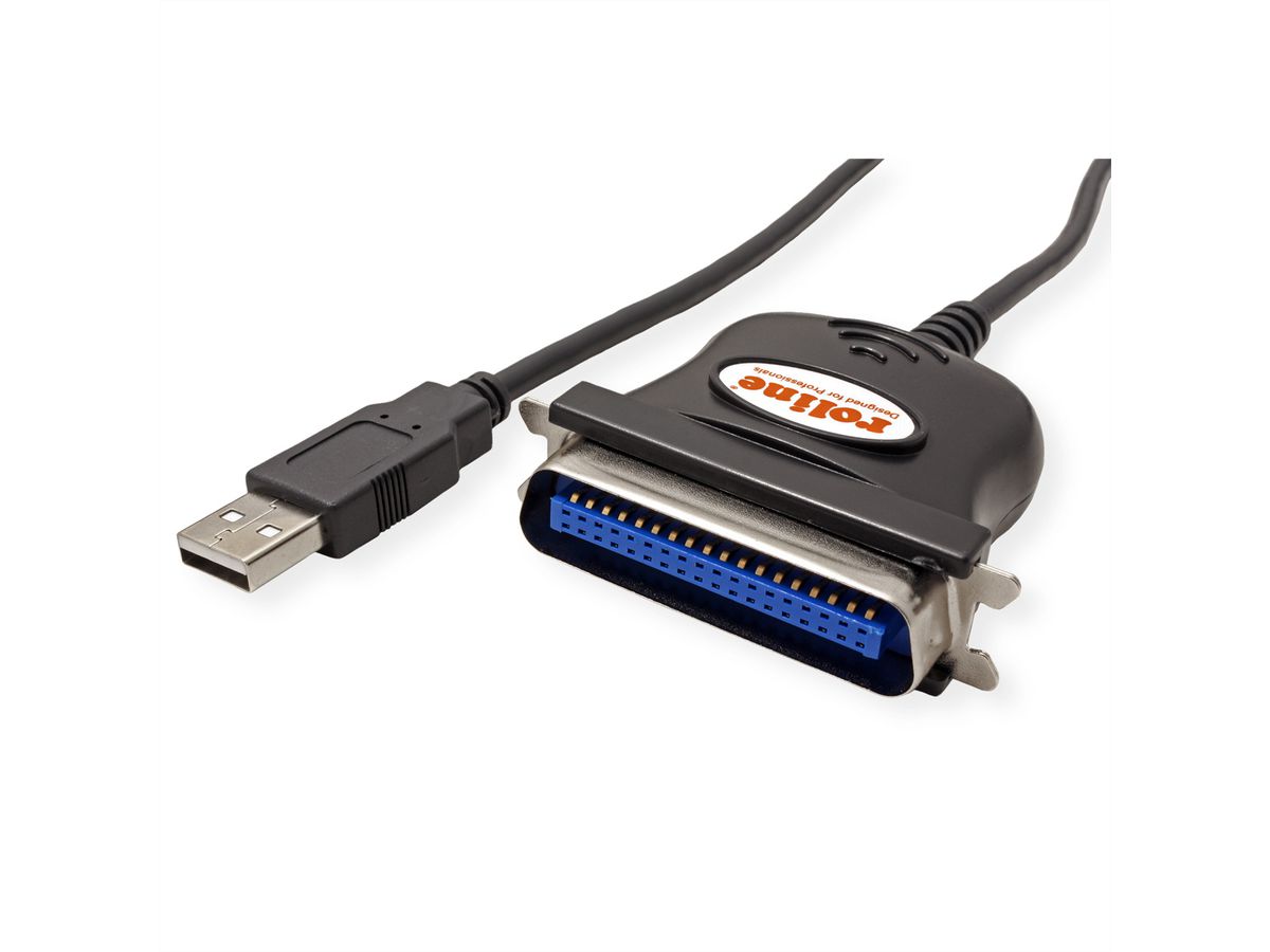 ROLINE USB converter kabel USB naar IEEE 1284, zwart, 1,8 m