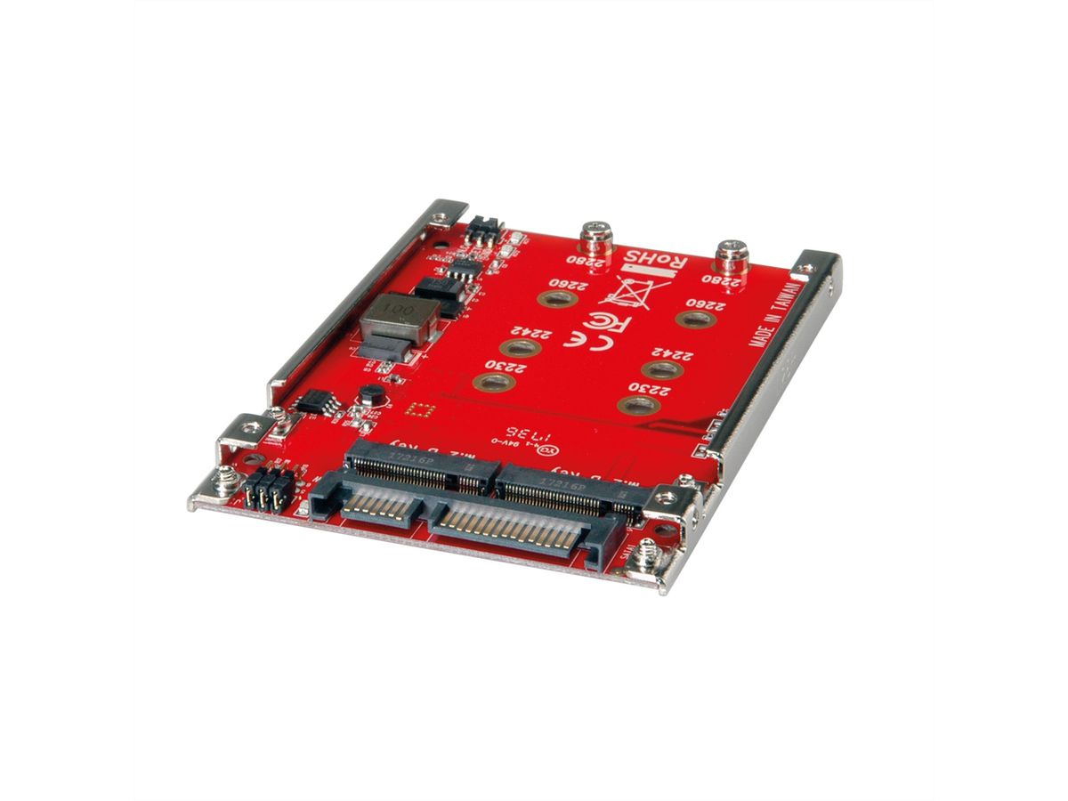 ROLINE M.2 naar SATA III SSD H/W adapter, 2x M.2 NGFF SSD, bootable en RAID compatibel.