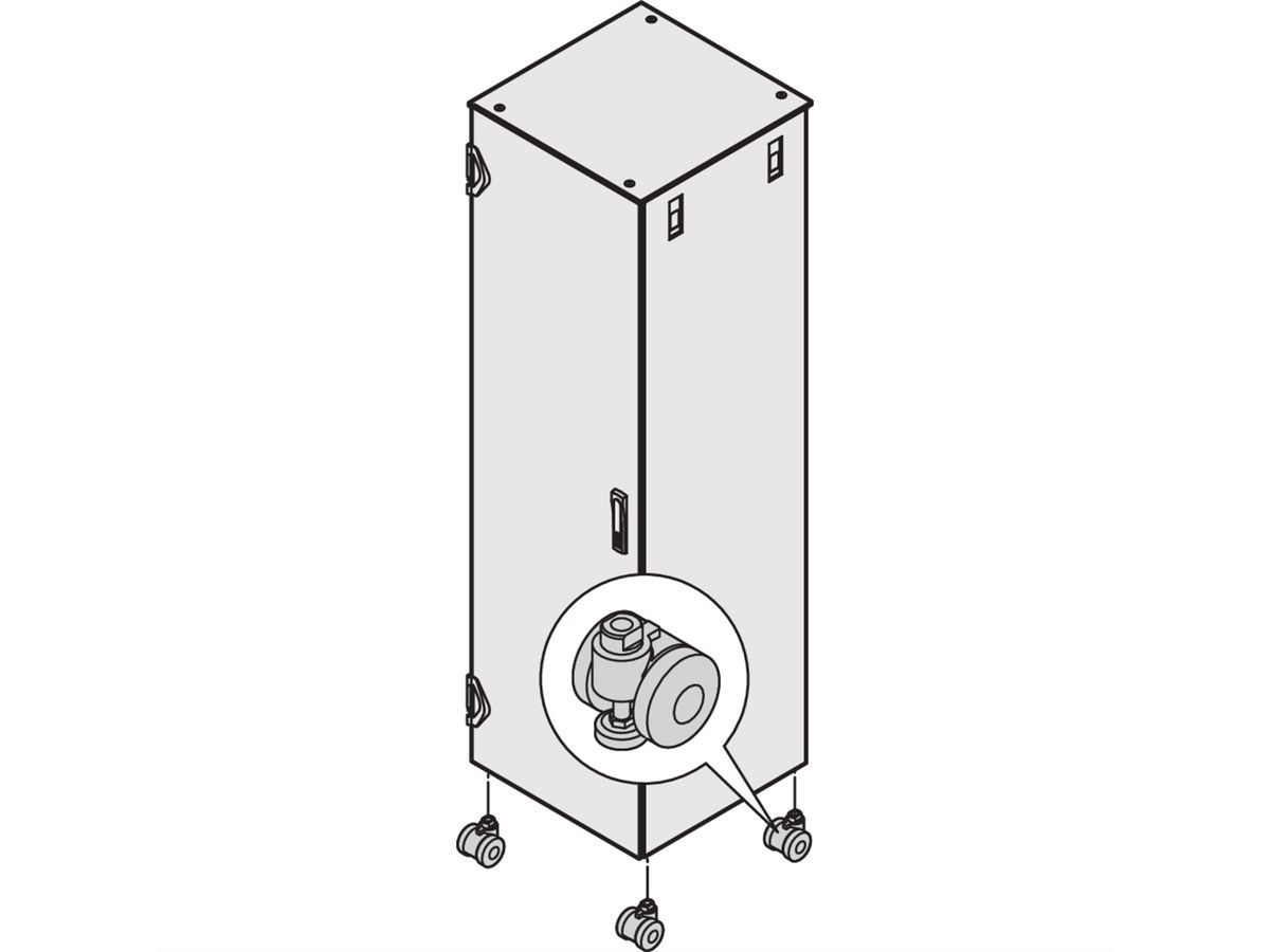 SCHROFF Varistar Castors With Adjustable Feet, 400 kg, Height 85 ... 95 mm