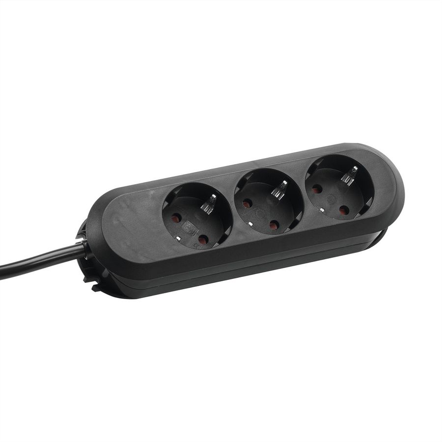 BACHMANN SMART socket strip 3x protective contact, screwed, black, 1.5 m