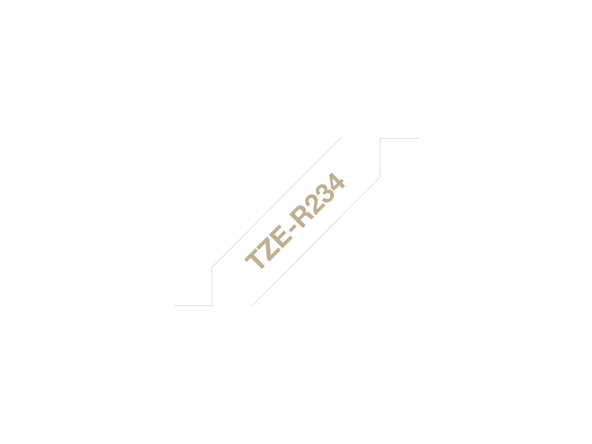 Brother TZE-R234 label-making tape Gold on white