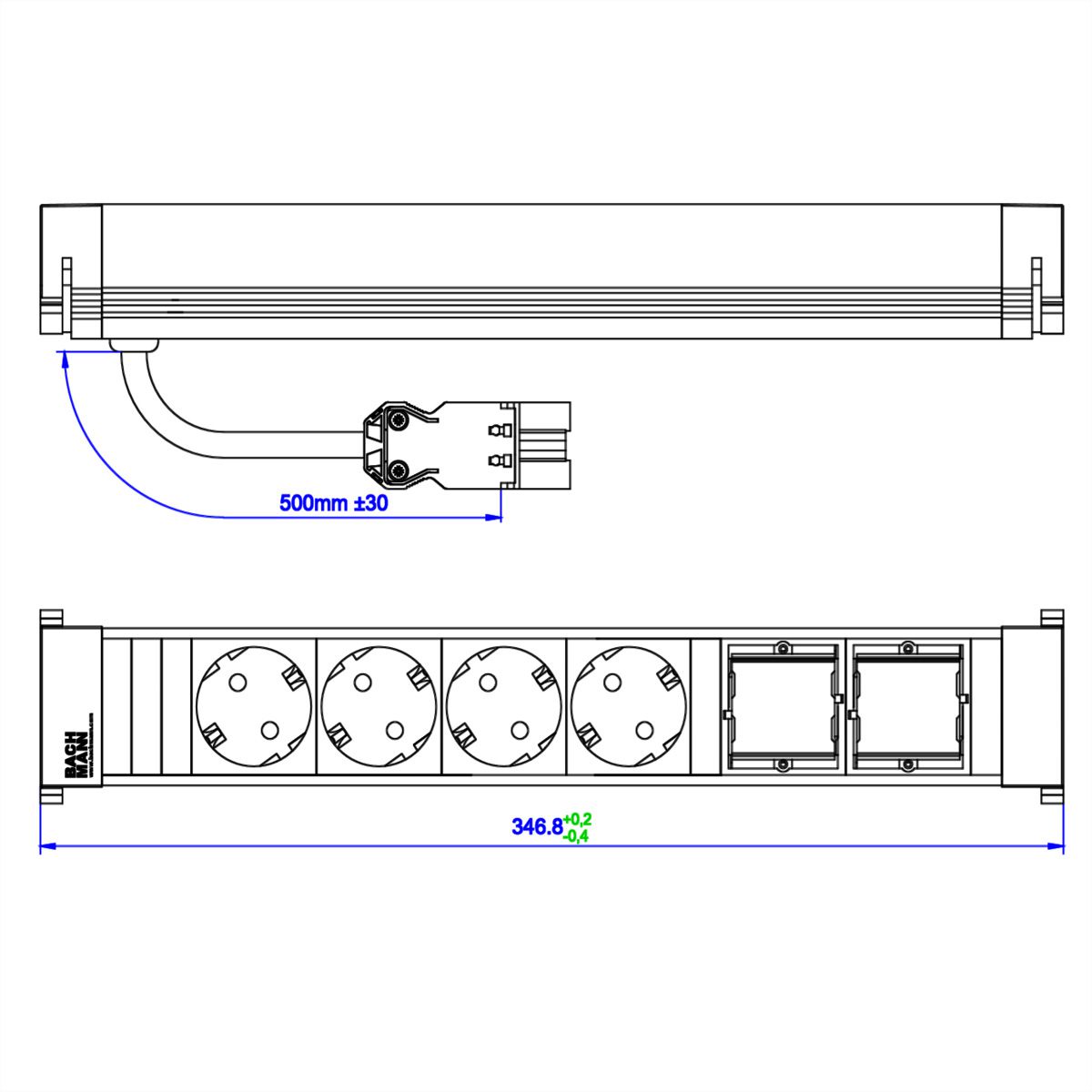 BACHMANN POWER FRAME Large 4x earthing contact 2x ABD