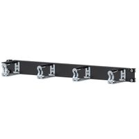19"-Kabelführung 1 HE mit 4 Kabelösen Metall, schwarz