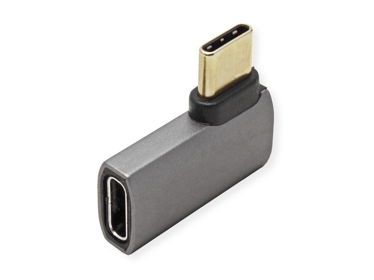 ROLINE Adapter, USB4 Gen 3x2, Aluminum, 90° flat, Type C, M/F, silver
