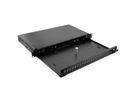 VALUE 19" glasvezel patchbox, leeg 1 HE, uittrekbaar, geschikt voor 24x SC-DX/LC 4-voudig
