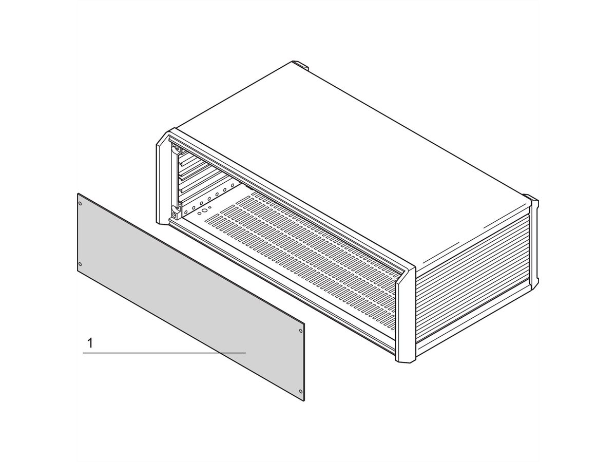 SCHROFF PropacPRO voorpaneel, volledige breedte, niet afgeschermd, 3 HE, 28 HE, 2 mm, Al, geanodiseerd, onbehandelde randen