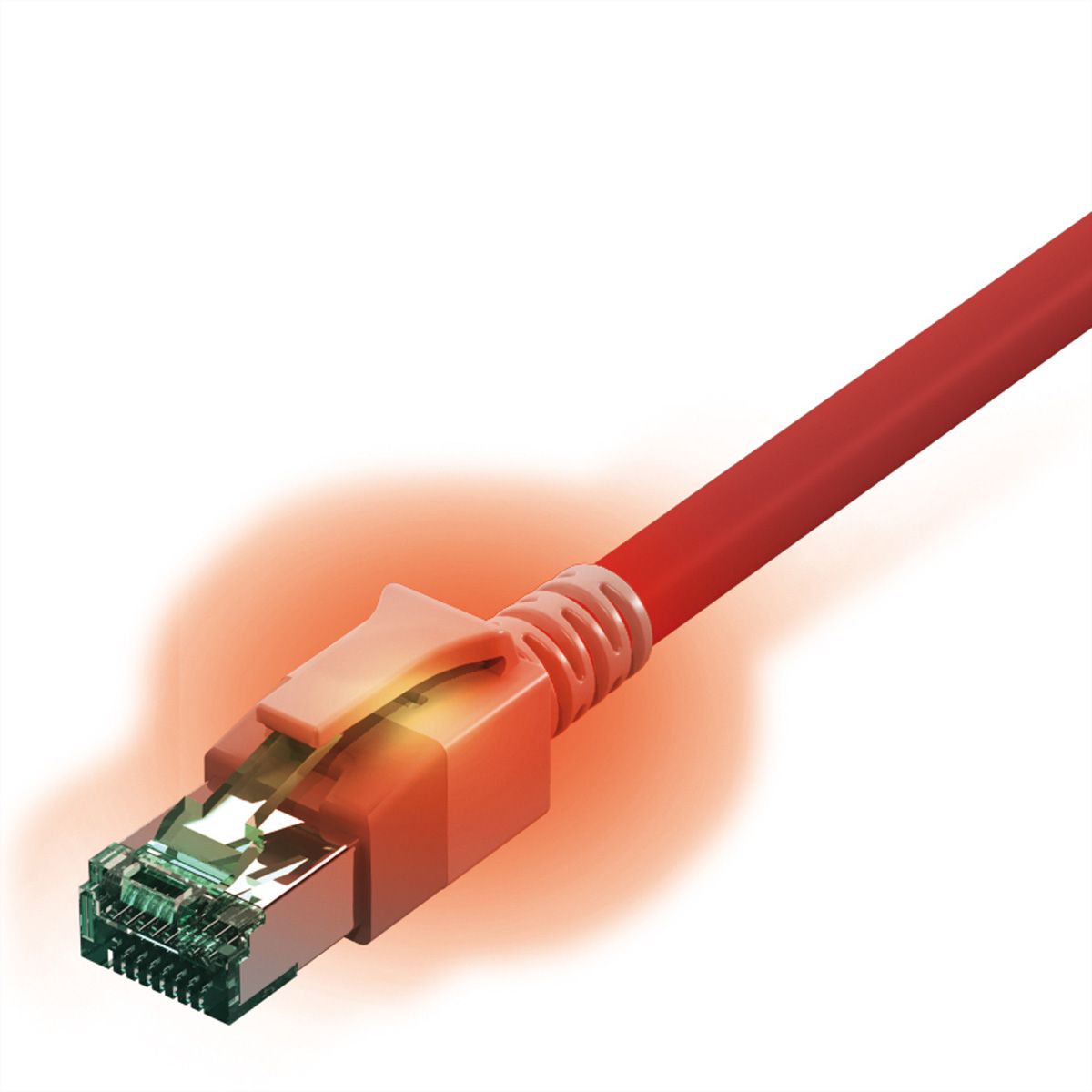 EasyLan S/FTP DualBoot LED Patch Cable Cat.6A, RJ45 / RJ45, LSOH, red, 2 m