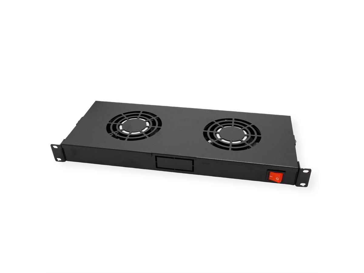 ROLINE 19-inch ventilatorunit 2 ventilatoren, Thermostaat zwart