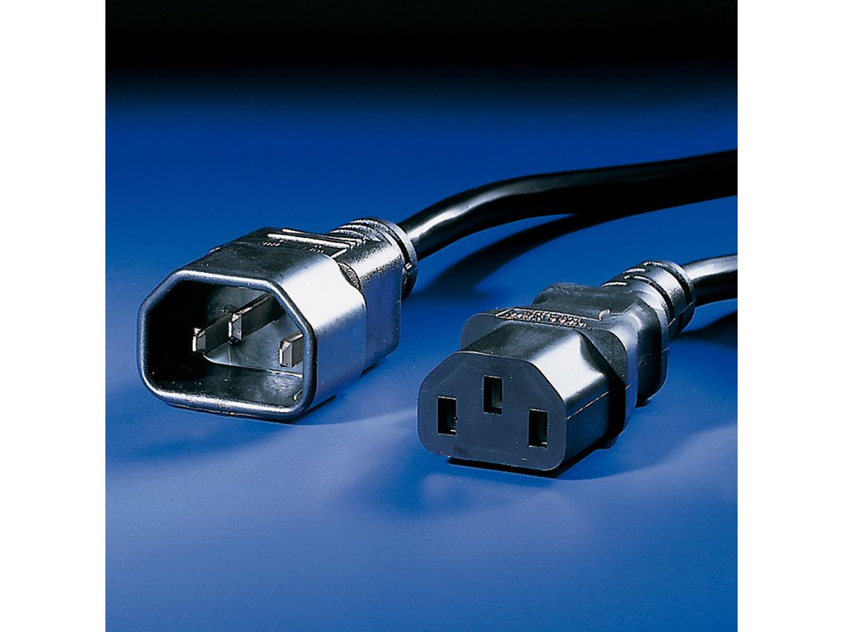 ROLINE stroomverlengkabel, IEC 320 C14 - C13, zwart, 1 m