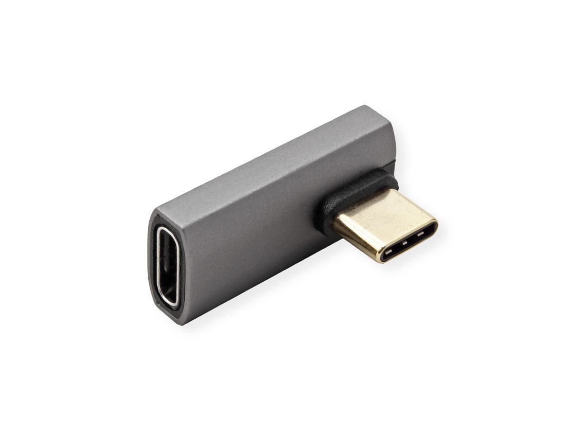 ROLINE Adapter, USB4 Gen 3x2, Aluminum, 90° rotated, Type C, M/F, silver