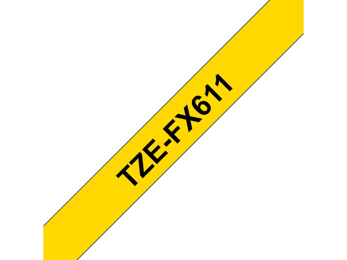 Brother TZE-FX611 labelprinter-tape Zwart op geel