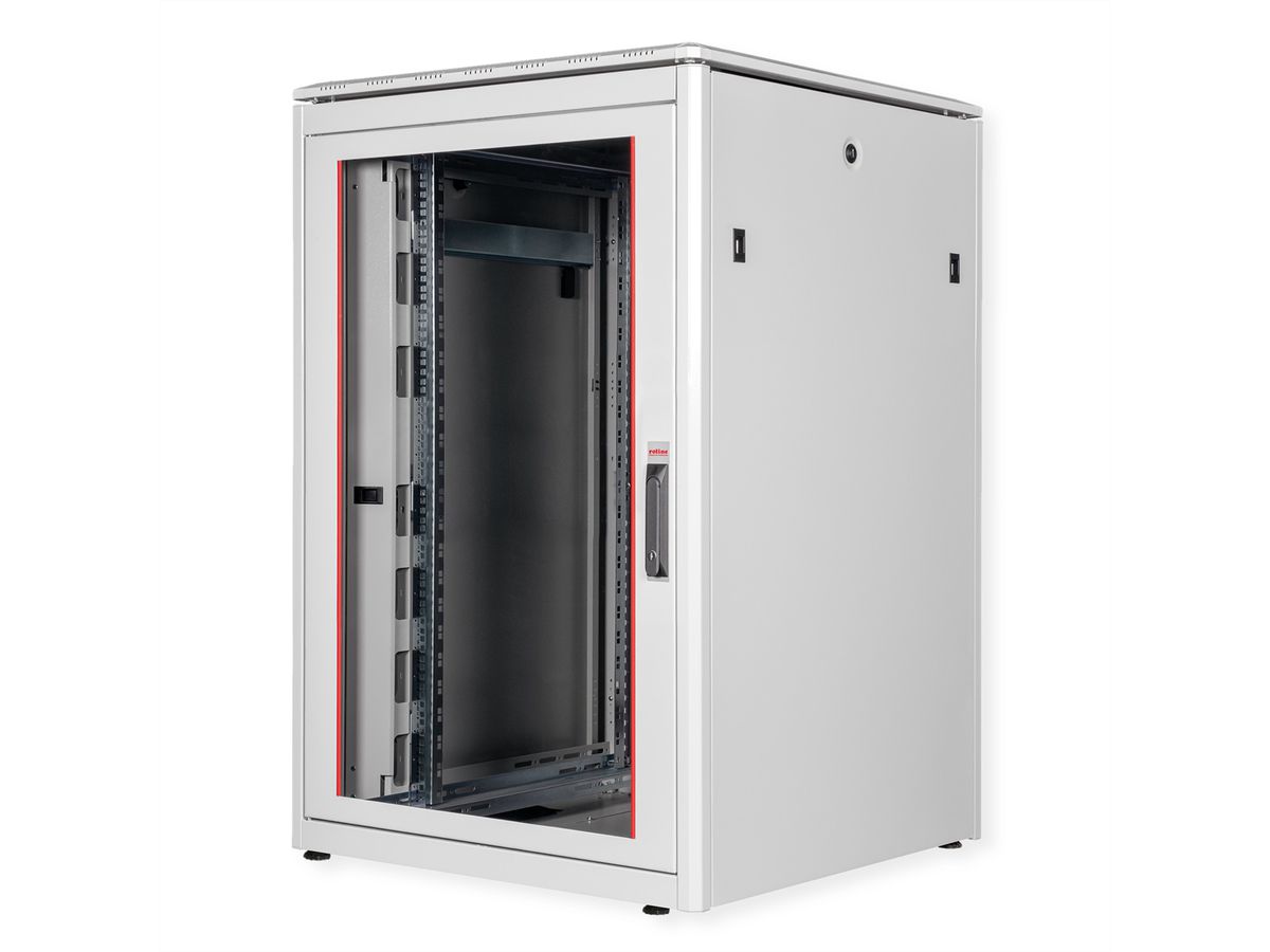 ROLINE 19-inch Network Cabinet Pro 22 U, 800x800 WxD glass door grey