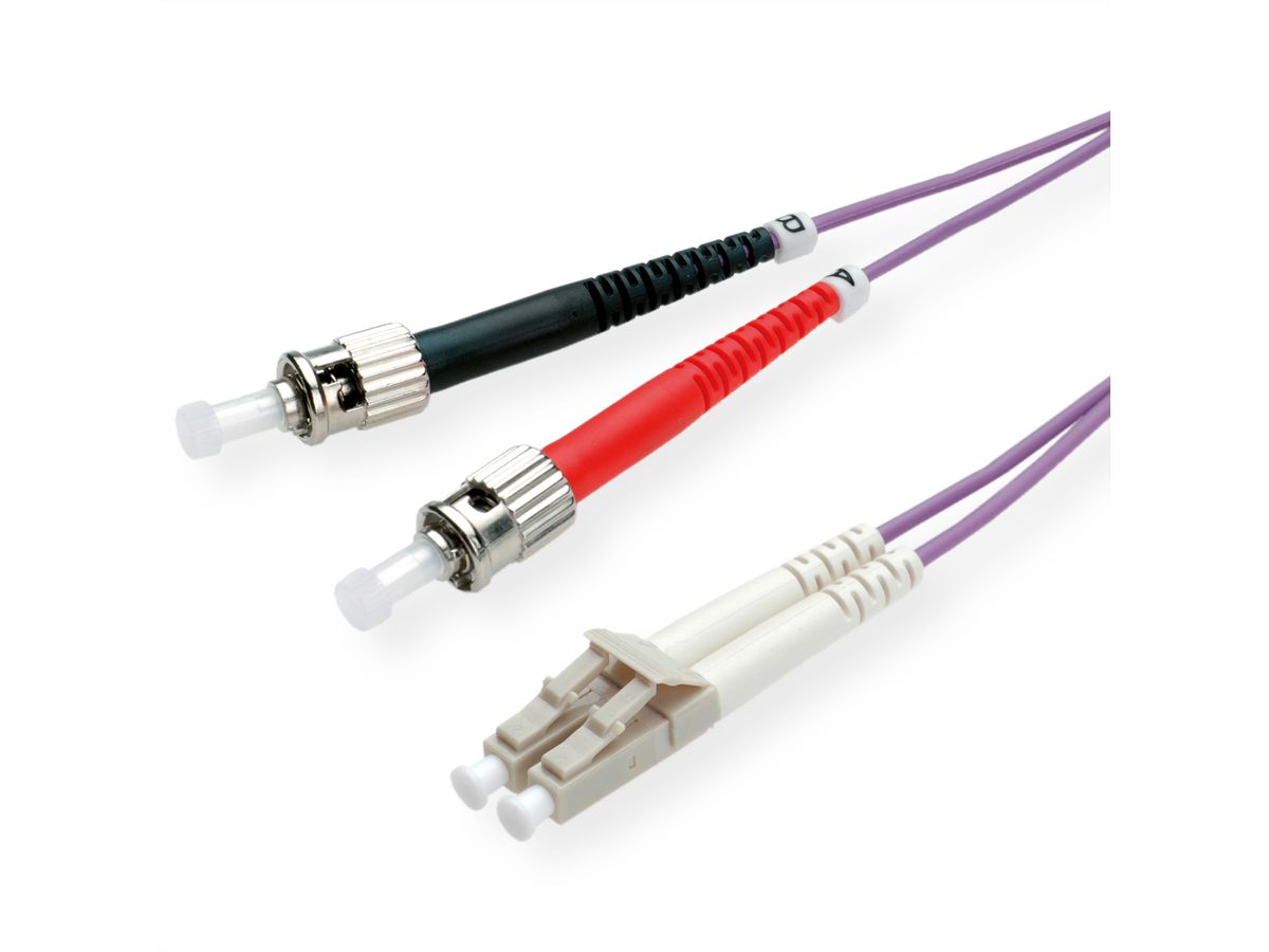 VALUE F.O. kabel 50/125µm OM4, LC/ST, violet, 3 m