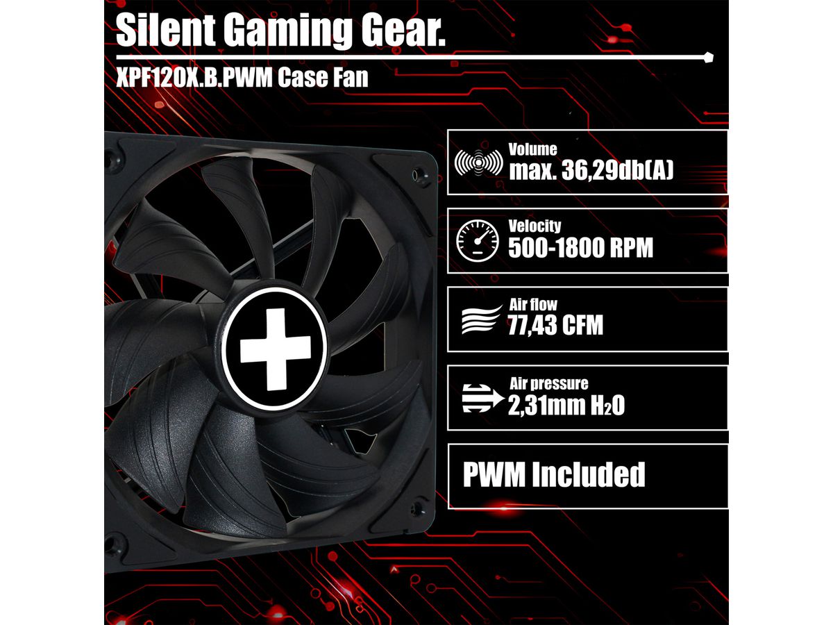 Xilence XPF120X.B.PWM 120mm PWM FDB Case Fan, 4PIN, black