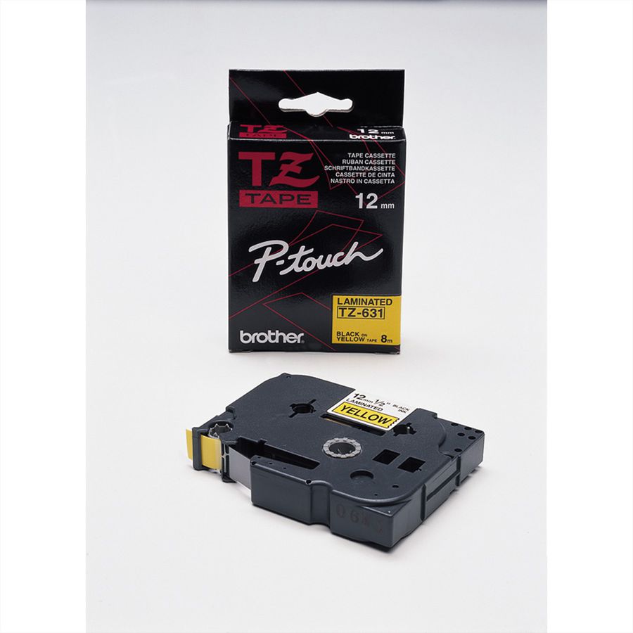 BROTHER TZe-631 labelingtape gelamineerd 12 mm geel/zwart